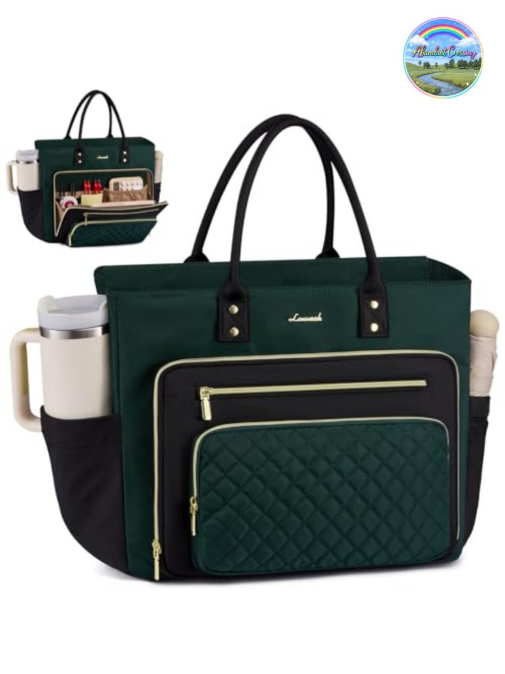 Laptop Tote Bag for Women, 17 Inch Work Briefcase with Padded Compartment,